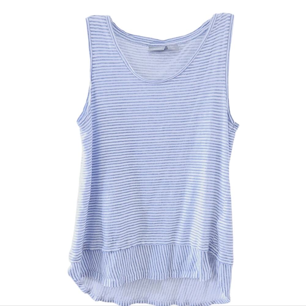 Kenar 100% Linen Sleeveless Top Blue Stripe MEDIUM Casual Summer Shirt Coastal